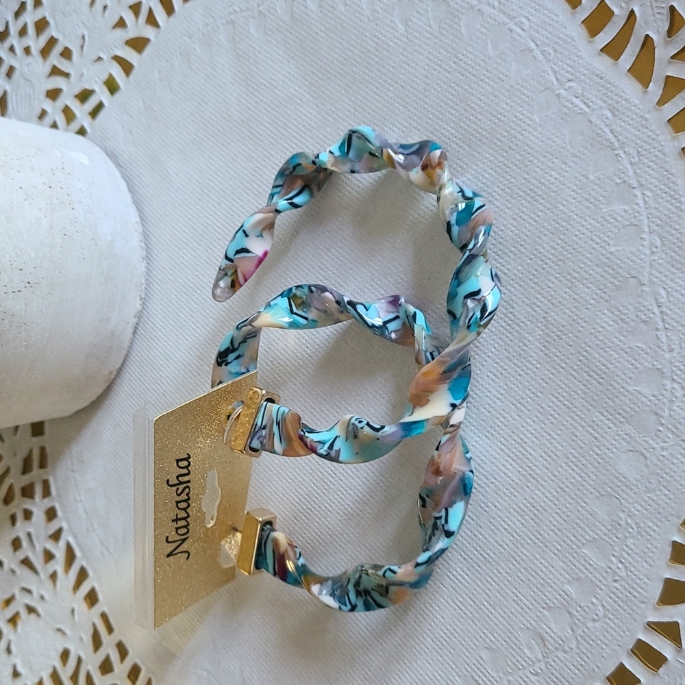 Delphia resin hoop earrings turquoise Tortoise Twist Hoop Earrings 